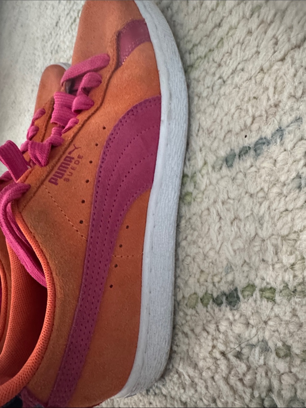 Puma Orange Suede Sneakers with Pink Formstripe